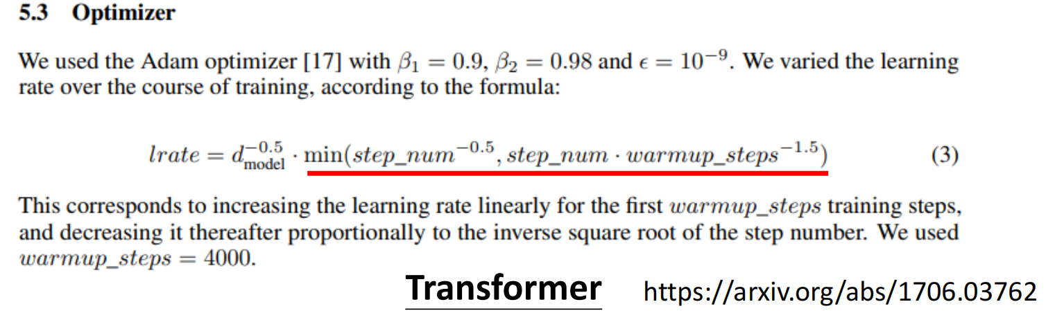 Transformer中也用了Warm Up